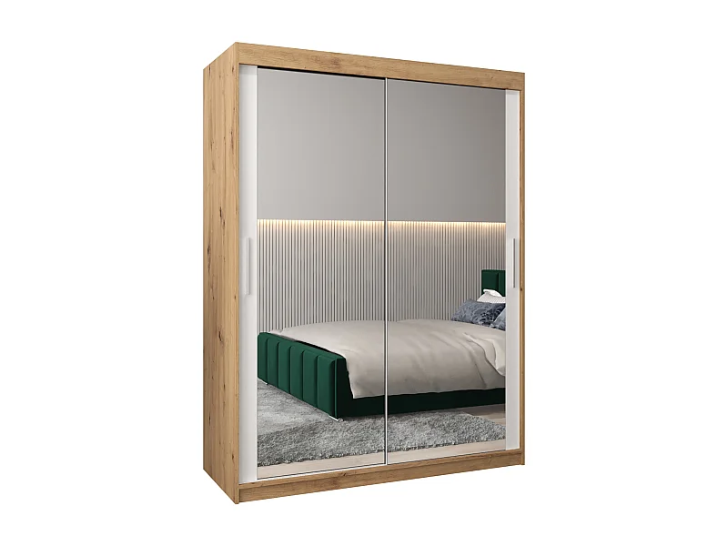 Tokyo 3 kledingkast met schuifdeuren 200/150/62 2 deuren (artisan/wit)