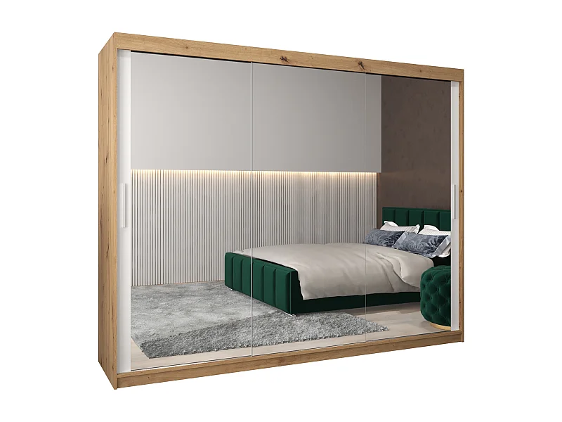 Armoire Tokyo 3 À Portes Coulissantes 200/250/62 3 Portes (Artisan/Blanc)