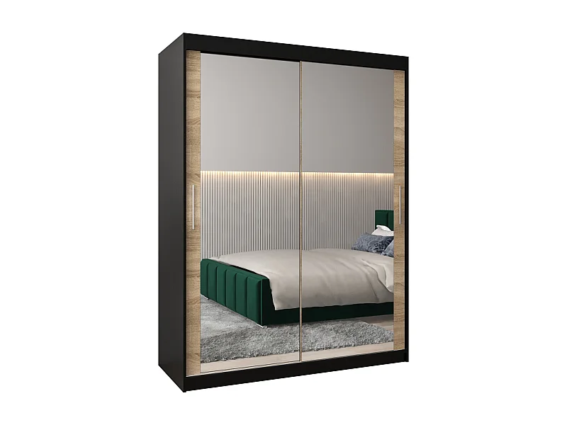 Armoire Tokyo 3 À Portes Coulissantes 200/150/62 2 portes (Noir/Sonoma)