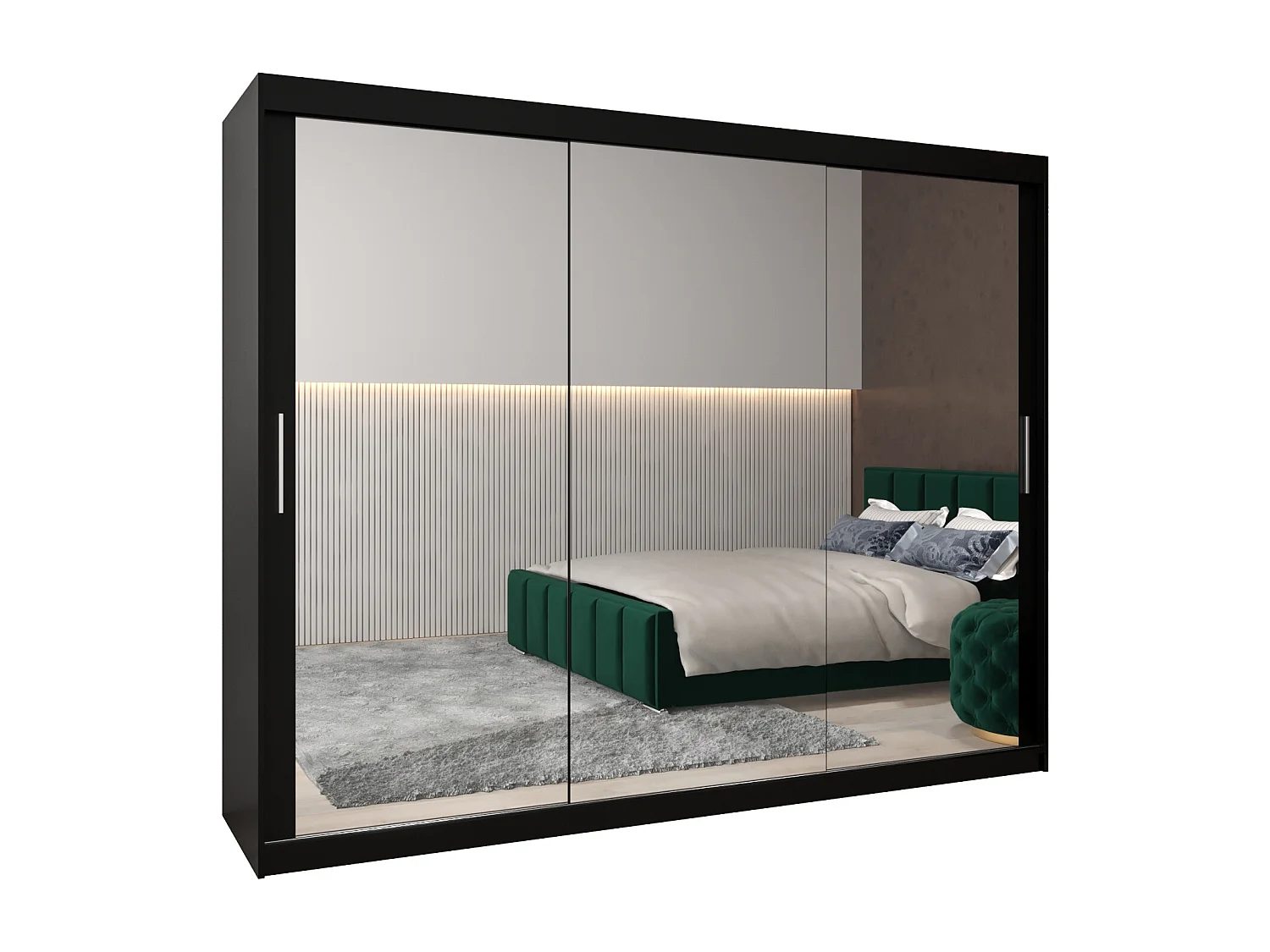 Armoire Tokyo 3 À Portes Coulissantes 200/250/62 3 Portes (Noir/Noir)