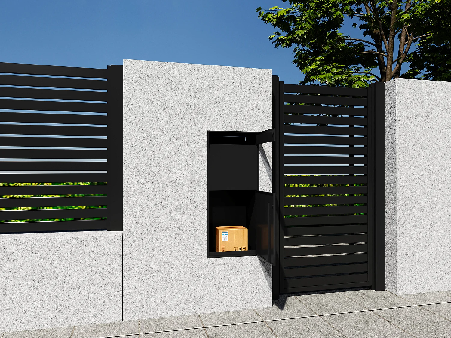 Boîte à colis anthracite - L45 x l35 x H105 cm - COLIBRI