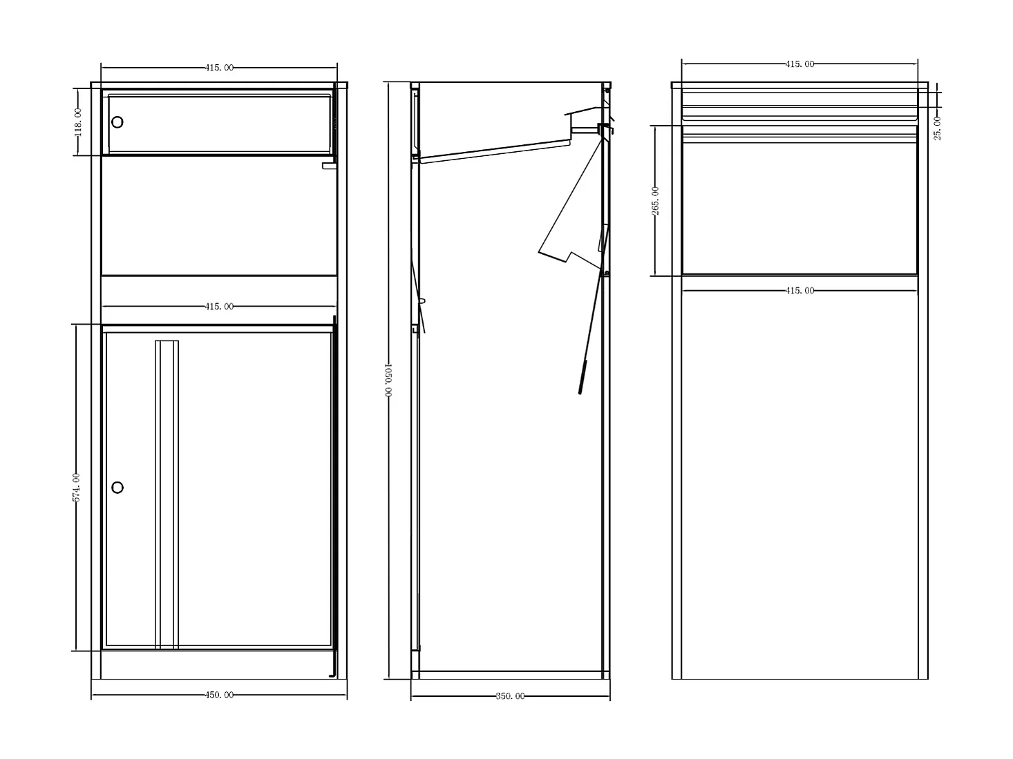 Boîte à colis anthracite - L45 x l35 x H105 cm - COLIBRI