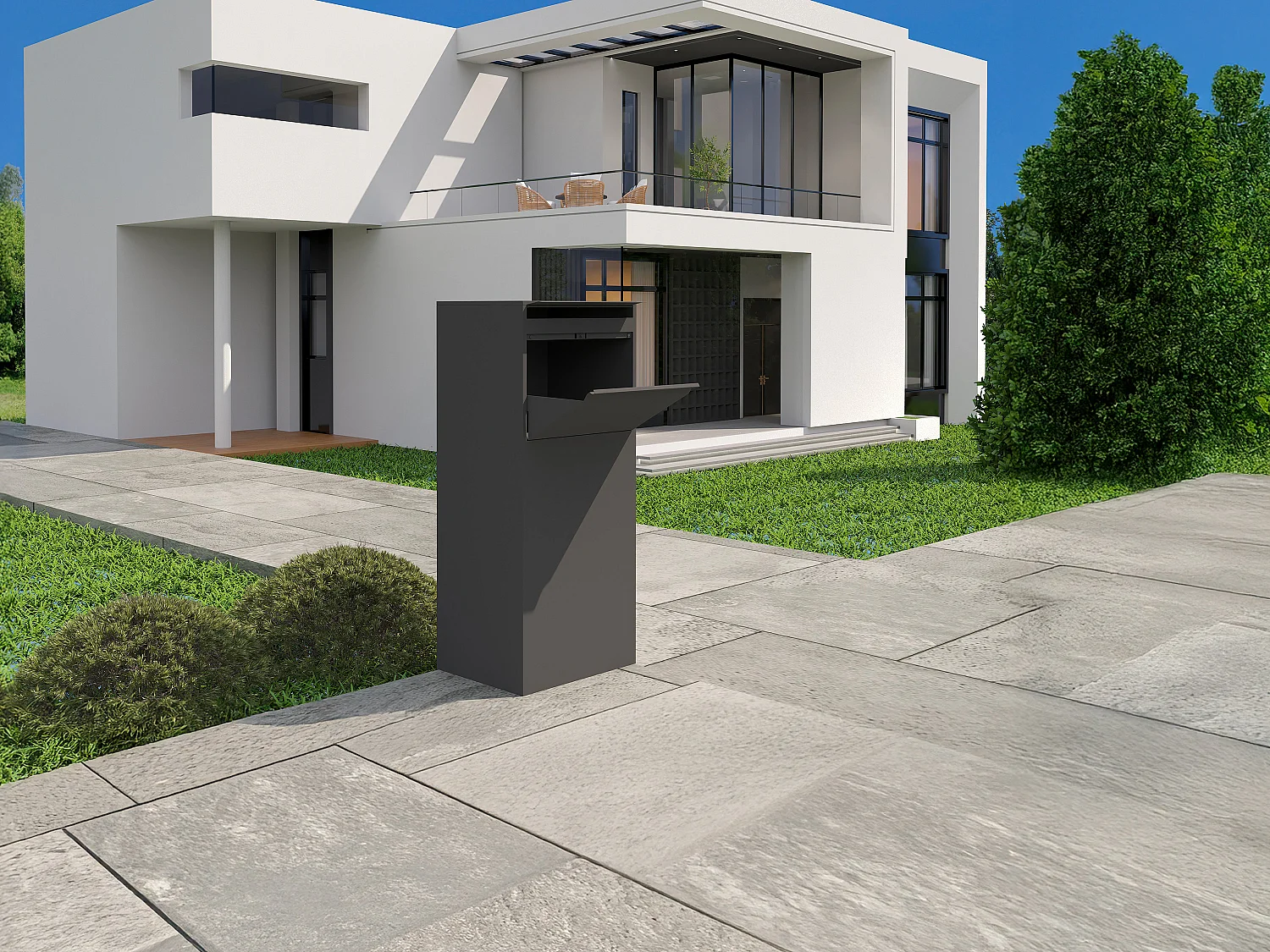 Boîte à colis anthracite - L45 x l35 x H105 cm - COLIBRI