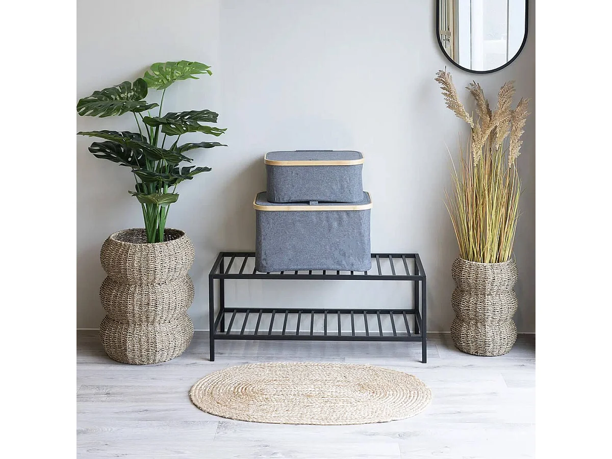 HARALD - Range-chaussures 2 Niveaux en Acier Noir