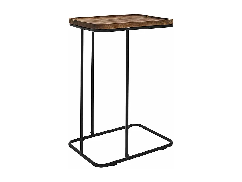 LIVIO - Bout de canapé en métal filaire et plateau en acacia