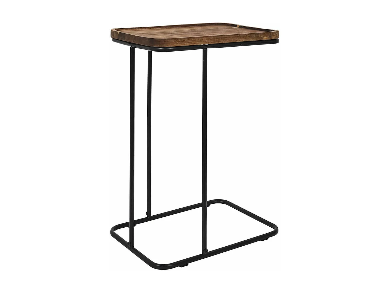 LIVIO - Bout de canapé en métal filaire et plateau en acacia