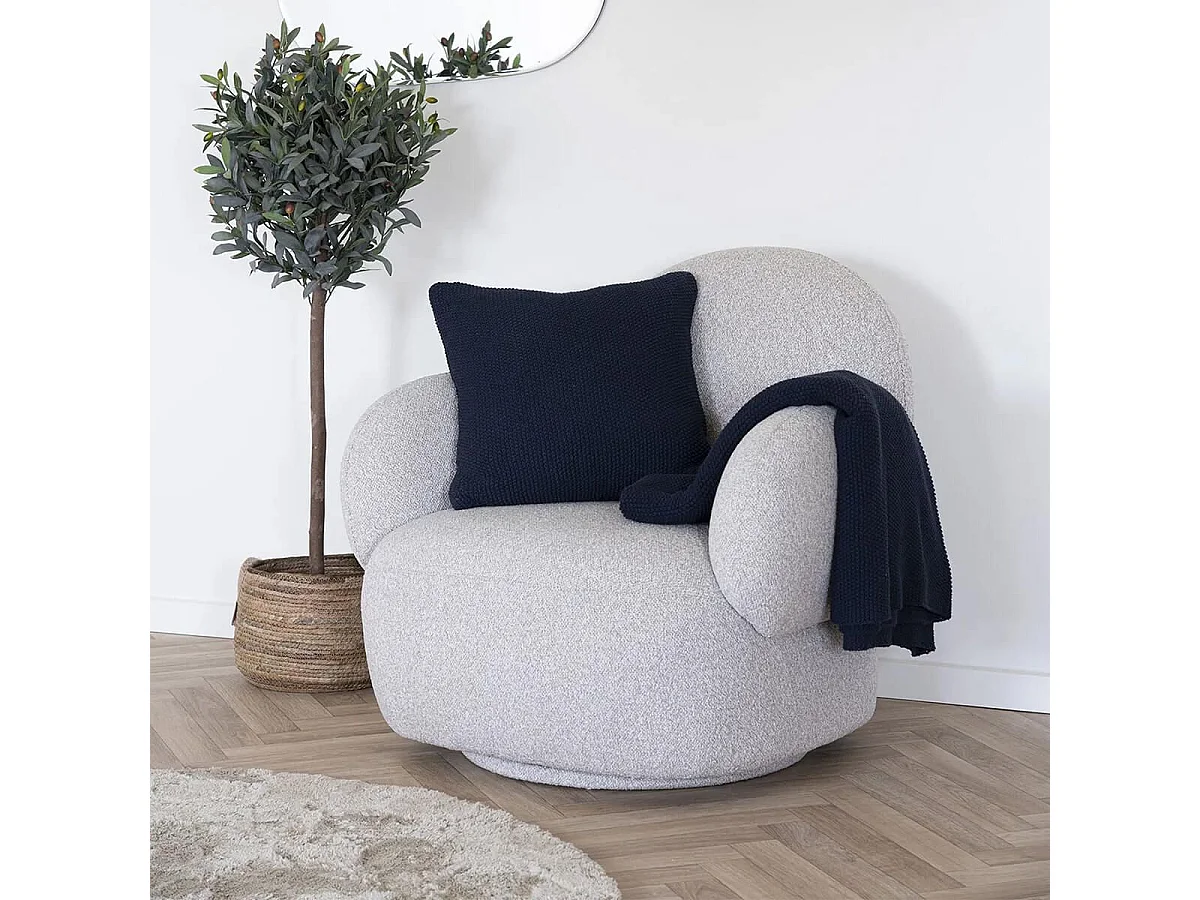 KAPAS - Plaid 130x160 cm 100% Coton Recyclé Bleu Marine