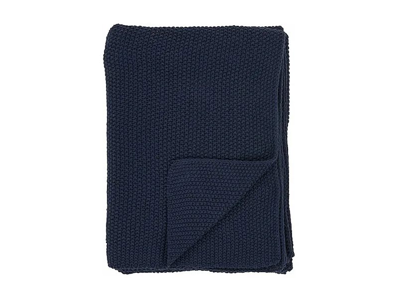 KAPAS - Plaid 130x160 cm 100% Coton Recyclé Bleu Marine