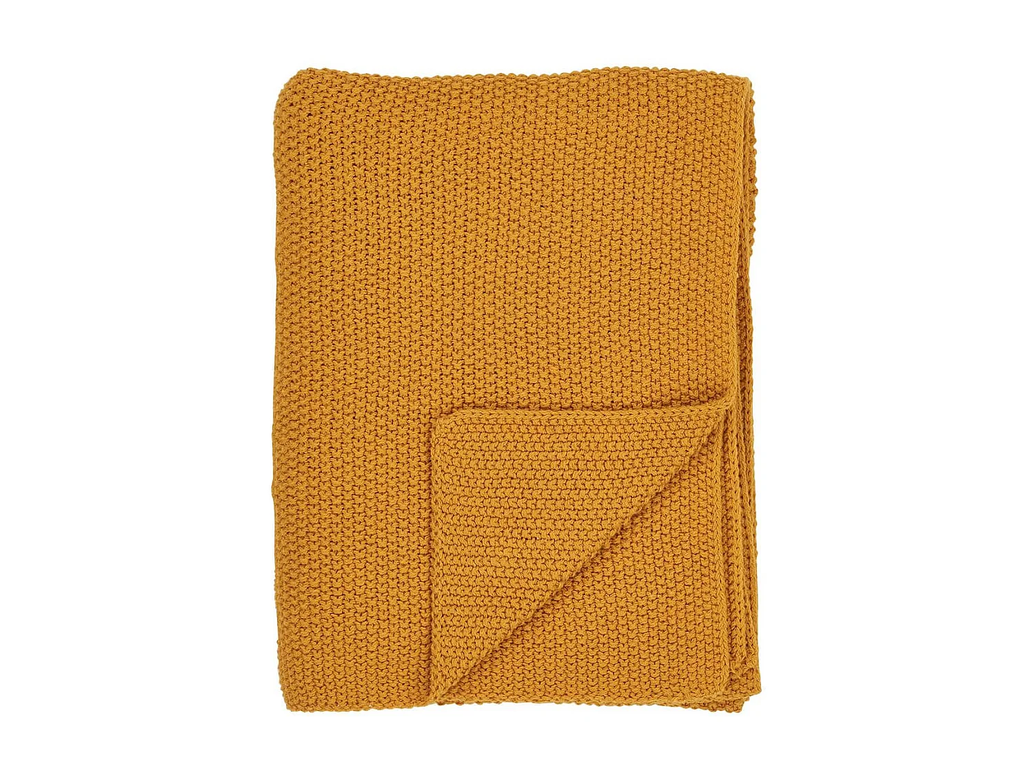 KAPAS - Plaid 130x160 cm 100% Coton Recyclé Jaune Moutarde