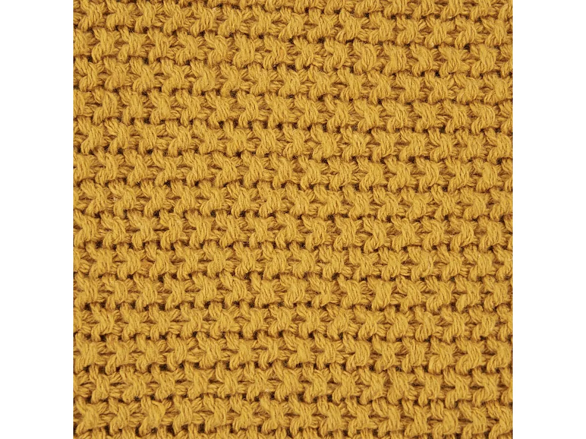 KAPAS - Plaid 130x160 cm 100% Coton Recyclé Jaune Moutarde