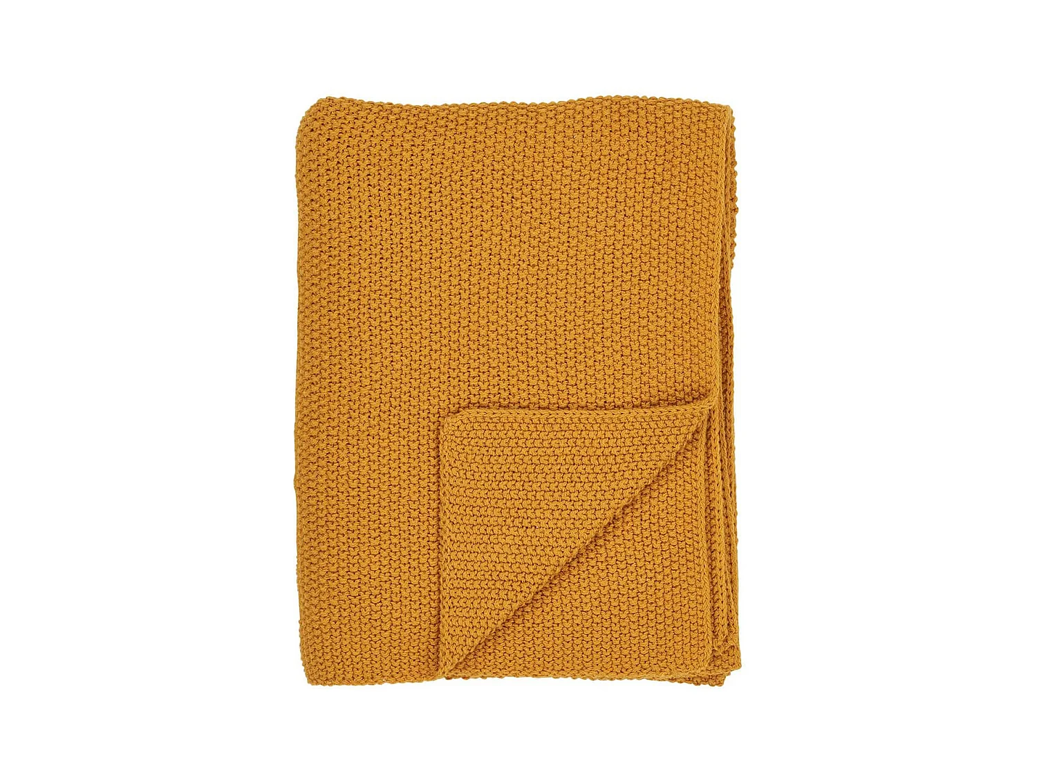 KAPAS - Plaid 130x160 cm 100% Coton Recyclé Jaune Moutarde