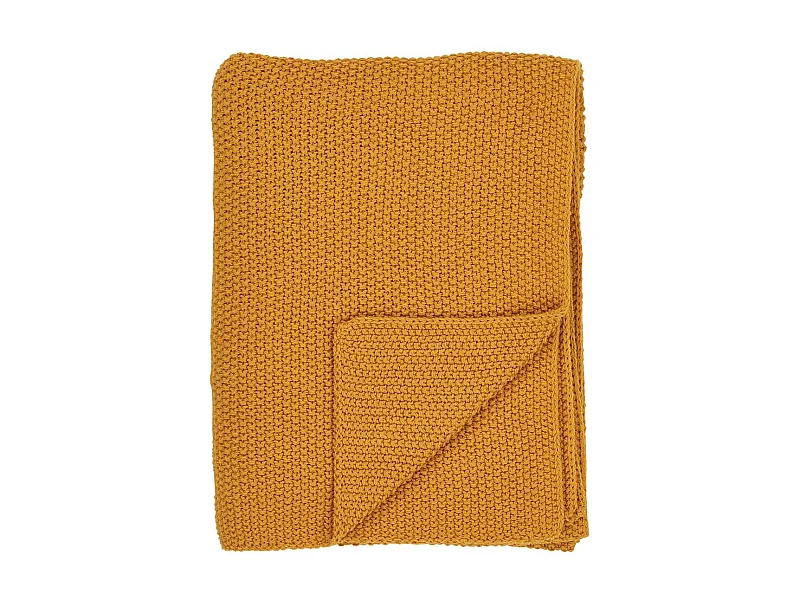 KAPAS - Plaid 130x160 cm 100% Coton Recyclé Jaune Moutarde