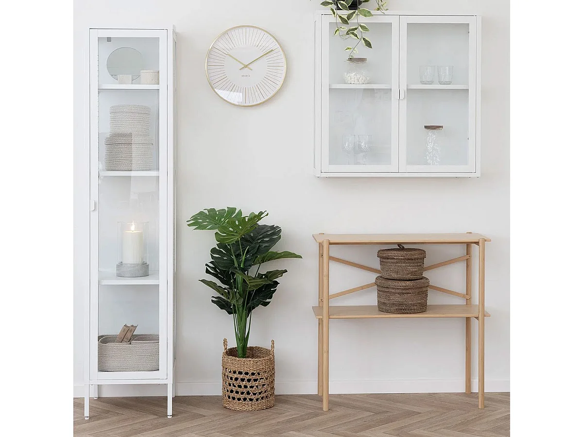 HENDRA - Vitrine 1 Portes Verre et Métal Blanc H180cm