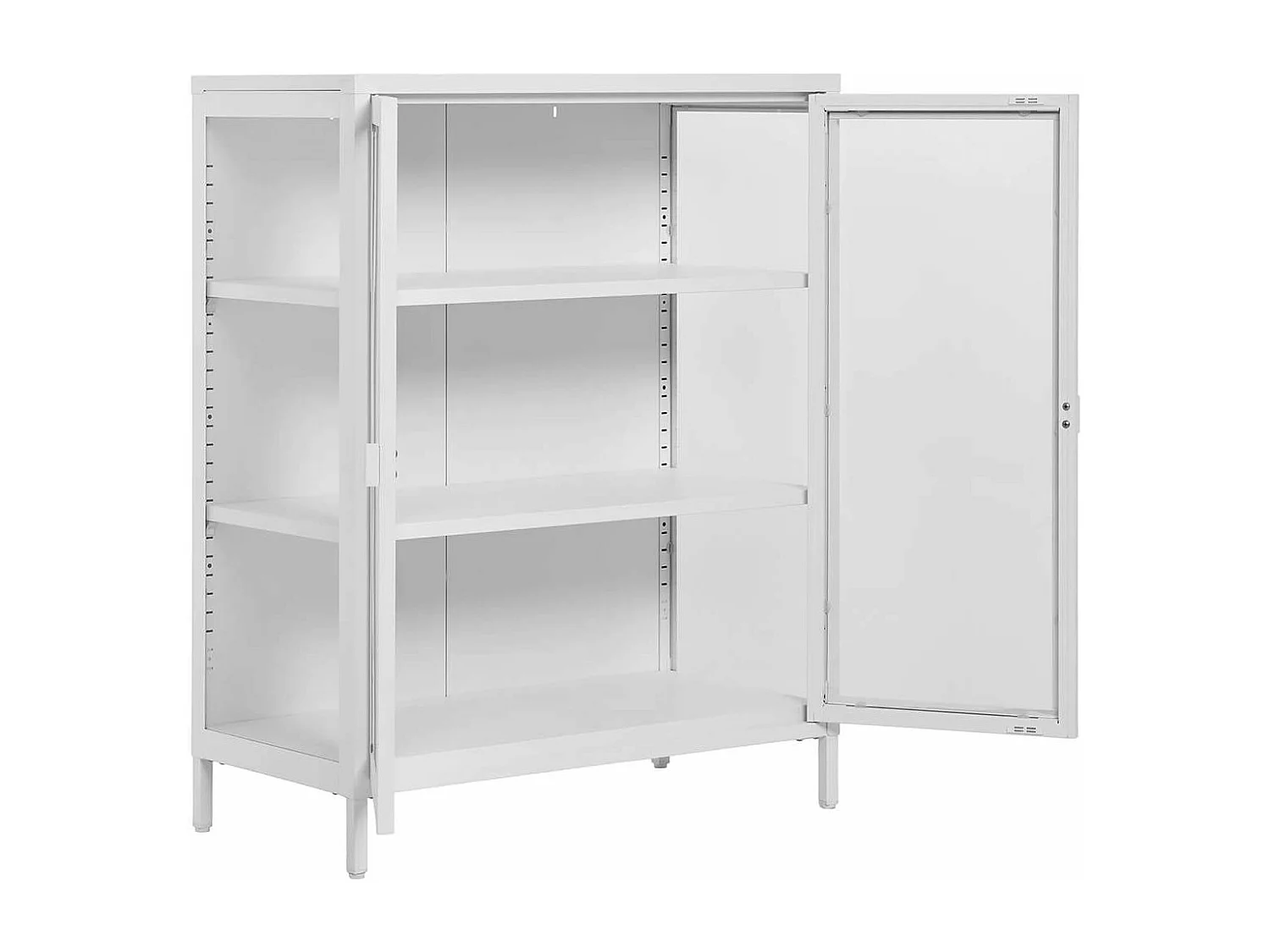 HENDRA - Vitrine 2 Portes Verre et Métal Blanc H101cm