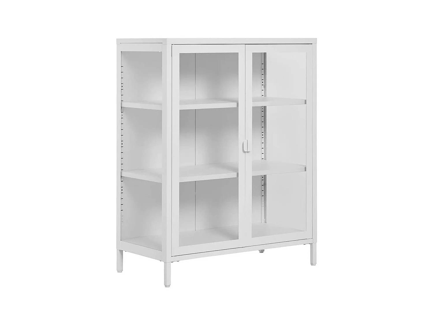 HENDRA - Vitrine 2 Portes Verre et Métal Blanc H101cm