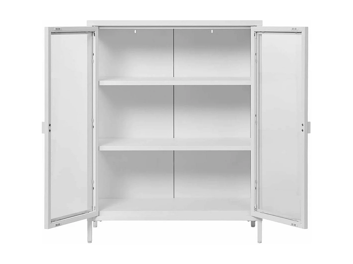 HENDRA - Vitrine 2 Portes Verre et Métal Blanc H101cm