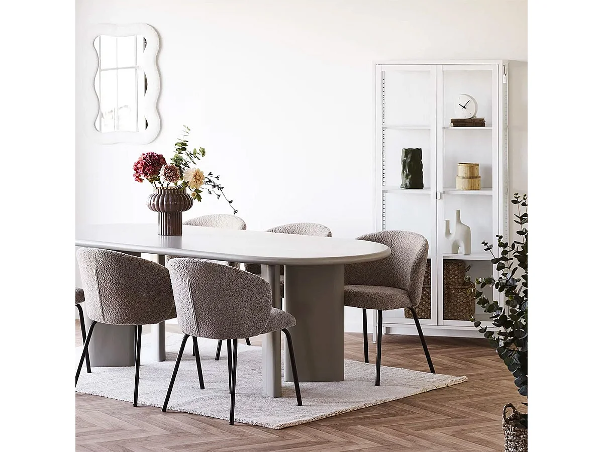 HENDRA - Vitrine 2 Portes Verre et Métal Blanc H175cm