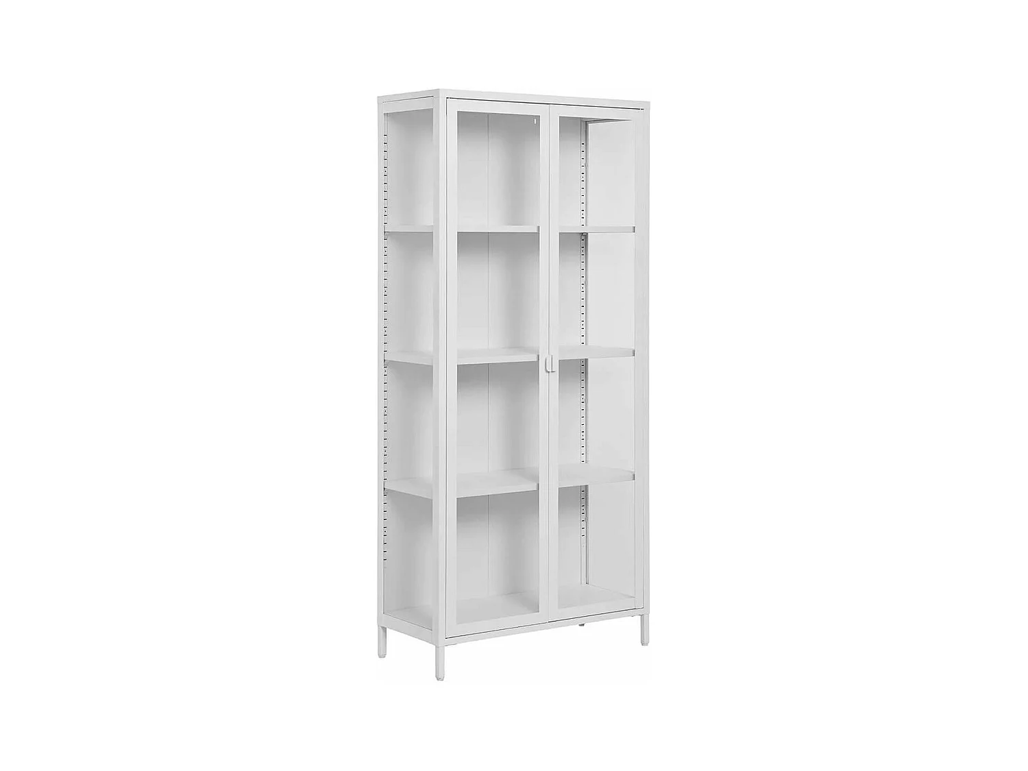 HENDRA - Vitrine 2 Portes Verre et Métal Blanc H175cm