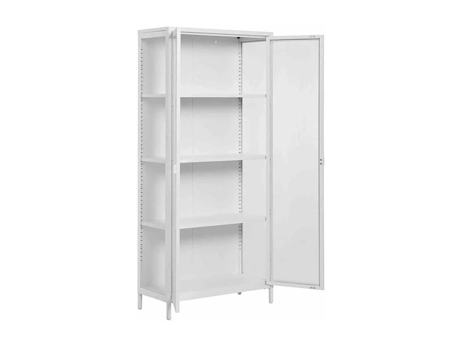 HENDRA - Vitrine 2 Portes Verre et Métal Blanc H175cm