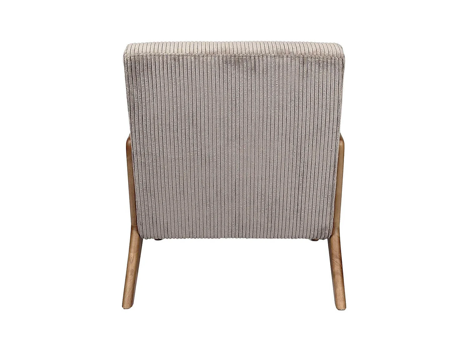 AMORY - Fauteuil en velours côtelé coloris taupe pieds et accoudoirs en hévéa