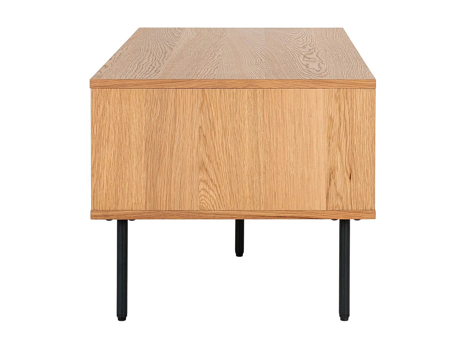 LOWAN - Table basse 2 Tiroirs Effet Tasseaux Teinté Chêne Clair