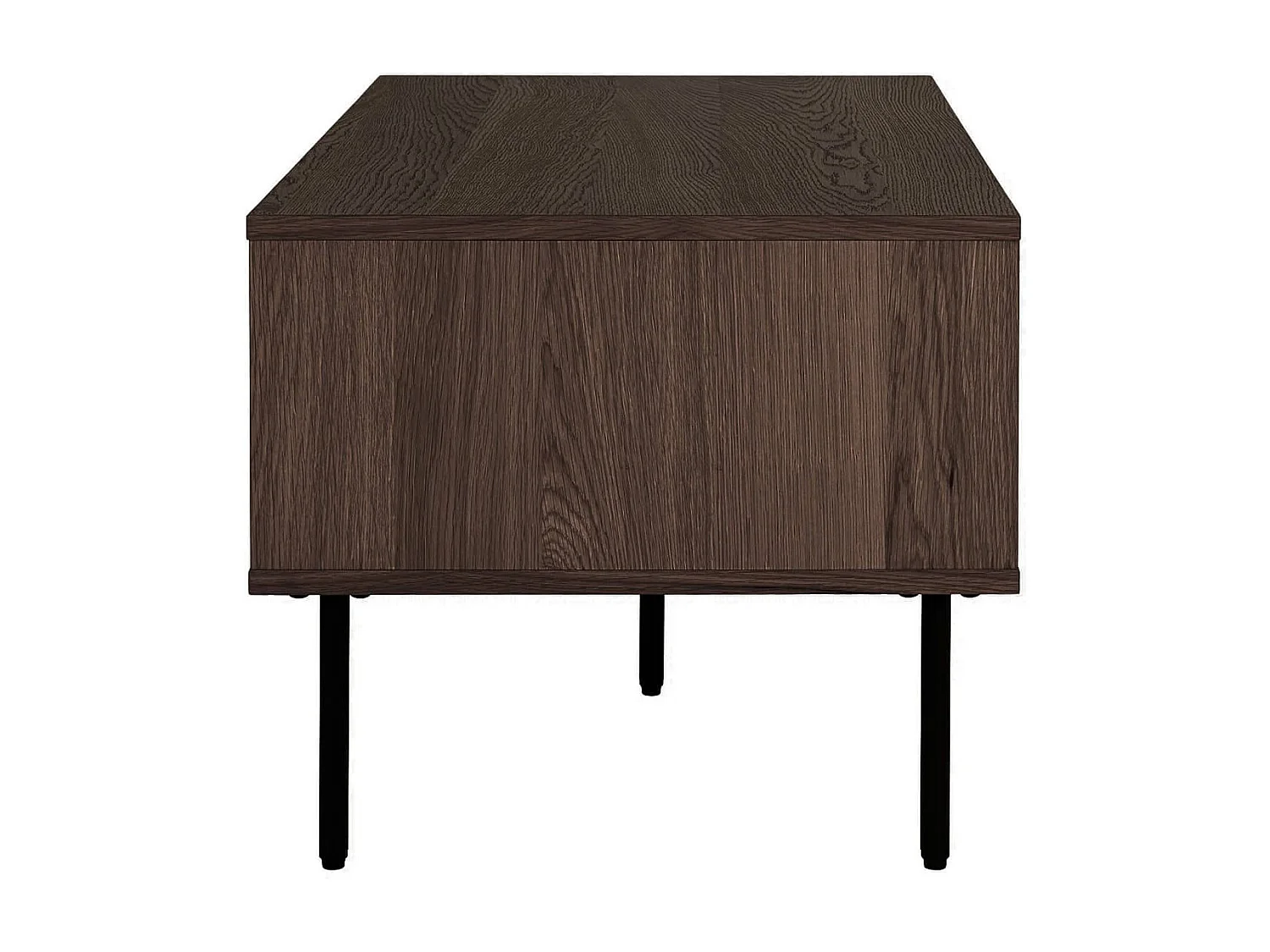 LOWAN - Table basse 2 Tiroirs Effet Tasseaux Teinté Chêne Foncé