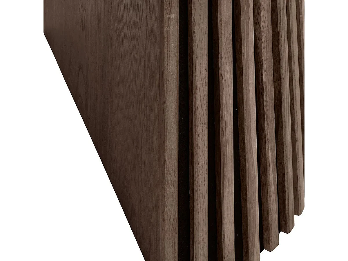 DUBLIN - Table Extensible Ronde Pied Central Relief MDF Placage Chêne fumé