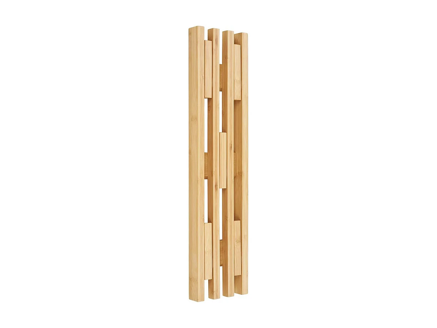 RAYAN - Portant Mural en Bambou avec Patères Mobiles