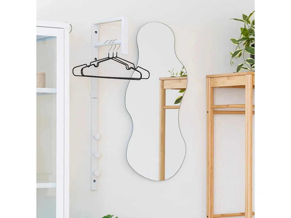 BLORF - Portant Mural en Métal Blanc avec Penderie et Patères