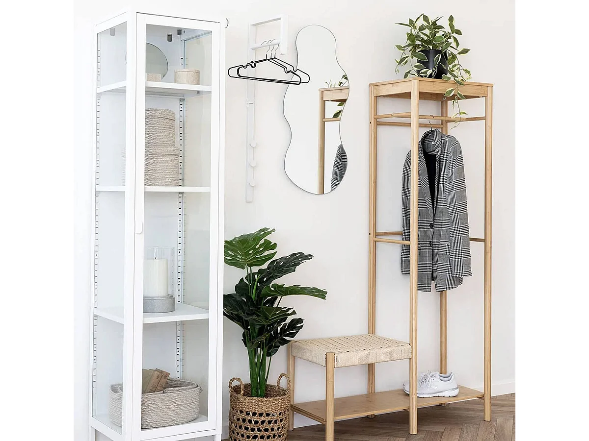 BLORF - Portant Mural en Métal Blanc avec Penderie et Patères