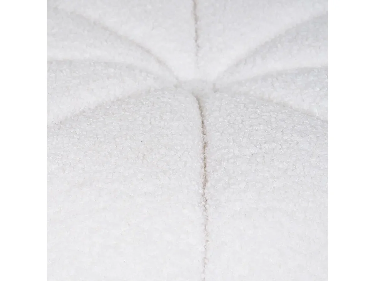 PUMBA - Pouf Rond en Tissu Bouclé Blanc Pieds MDF