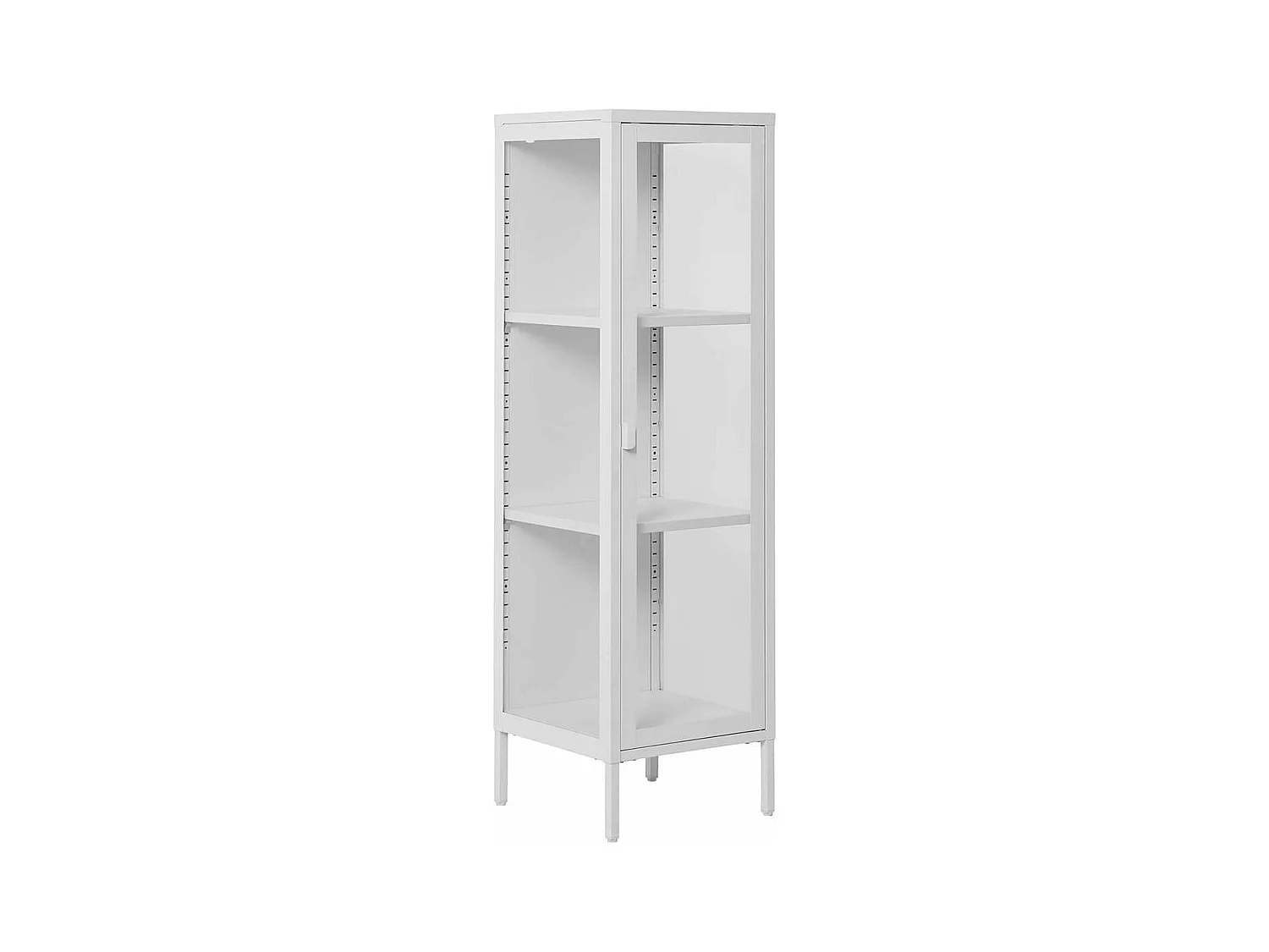 HENDRA - Vitrine 1 Portes Verre et Métal Blanc H140cm