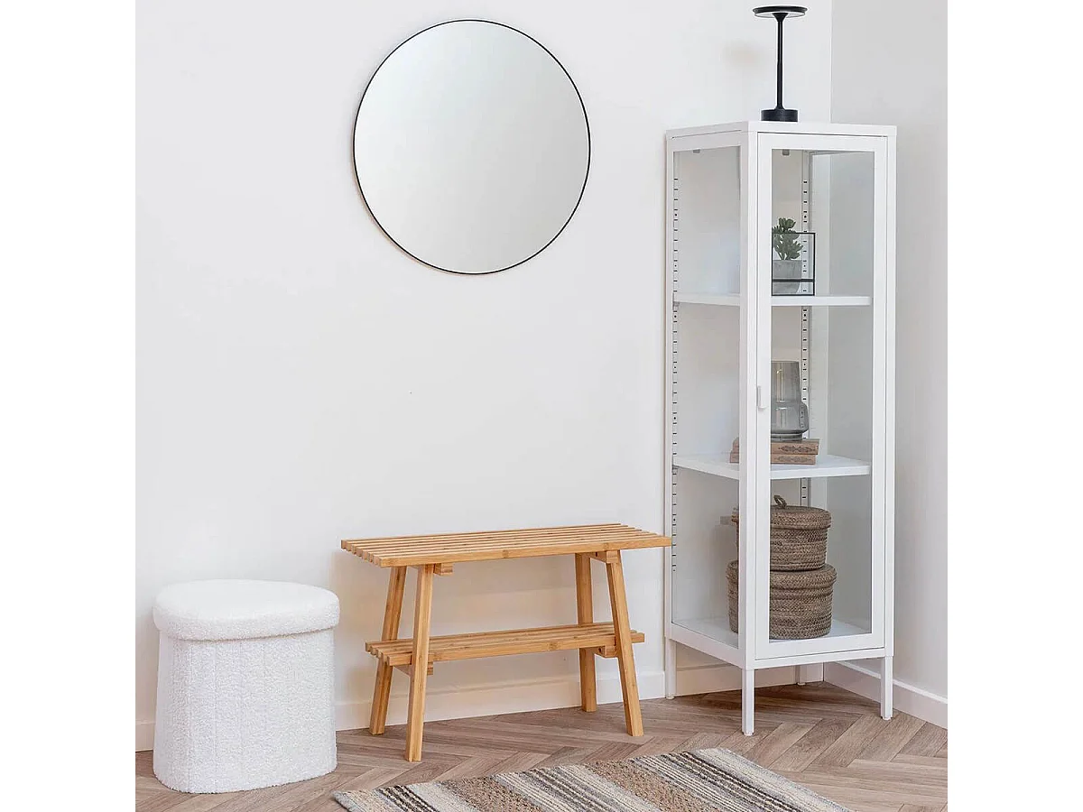 HENDRA - Vitrine 1 Portes Verre et Métal Blanc H140cm