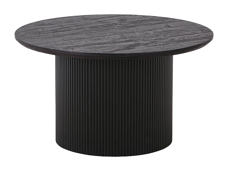 ANKARA - Table basse Ronde 80cm Pieds Relief MDF Effet bois foncé