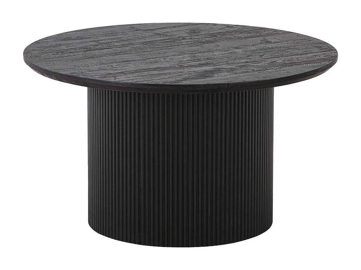 ANKARA - Table basse Ronde 80cm Pieds Relief MDF Effet bois foncé