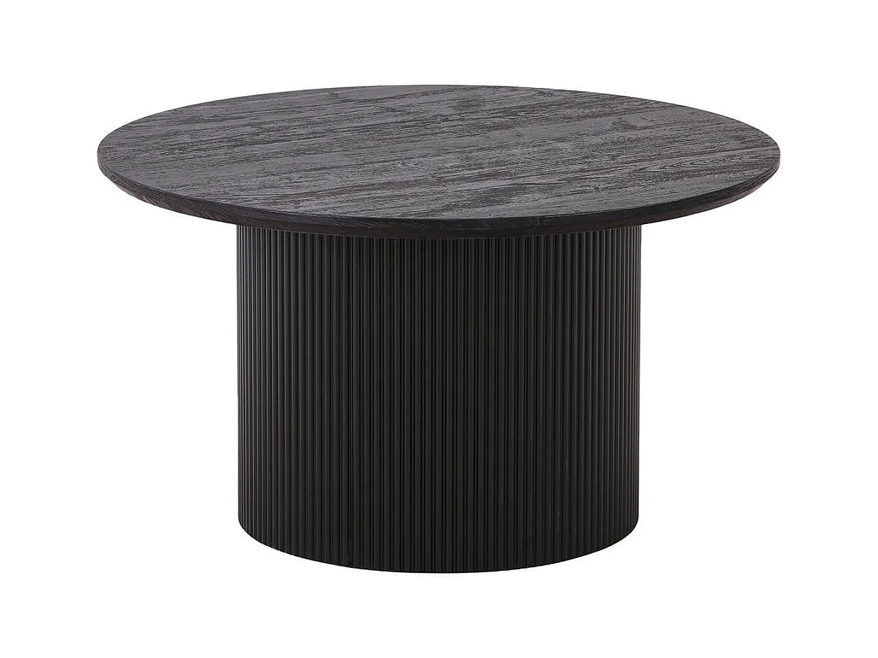 ANKARA - Table basse Ronde 80cm Pieds Relief MDF Effet bois foncé
