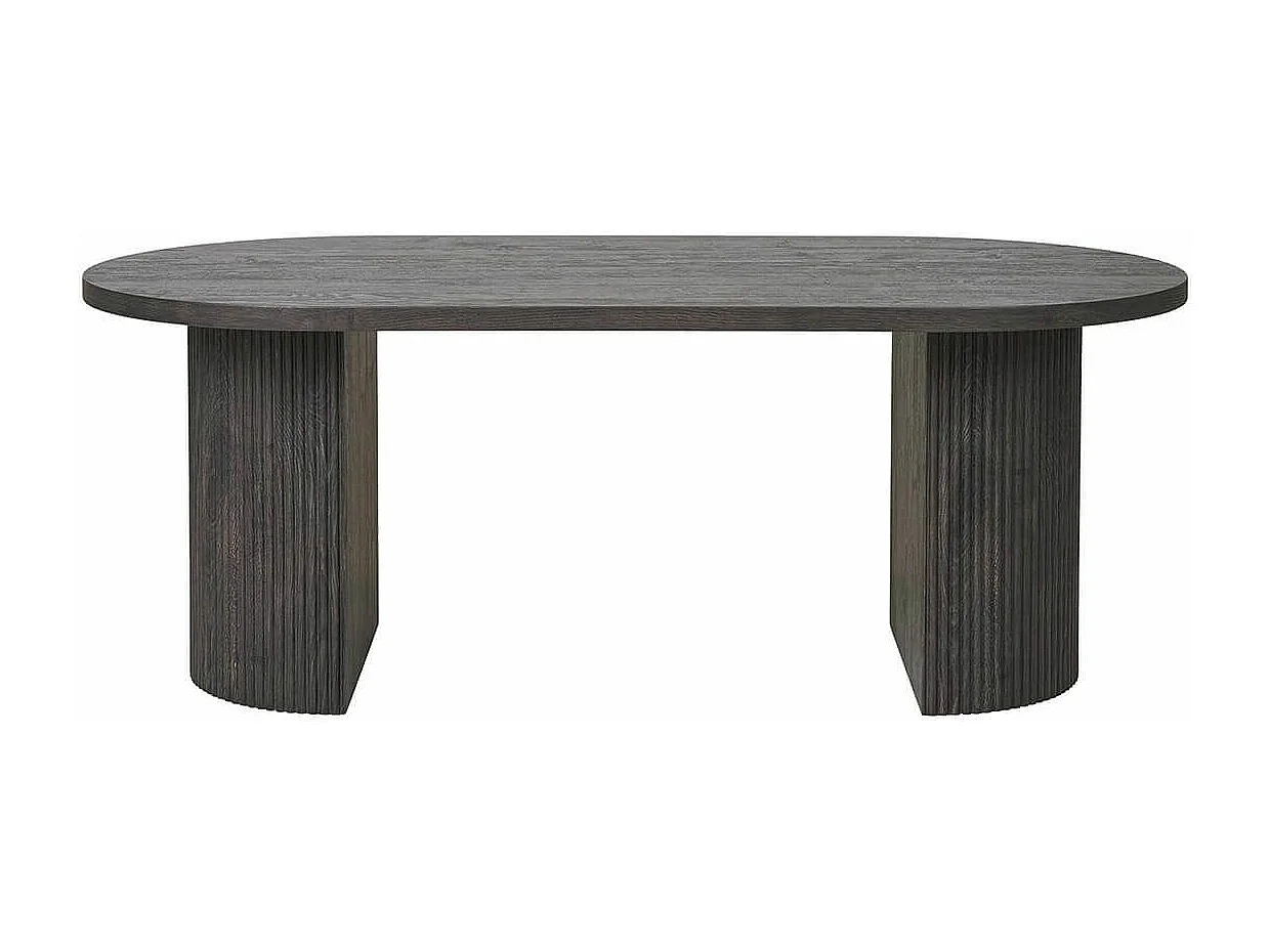 ANKARA - Table basse Ovale Pieds Relief MDF Effet bois foncé