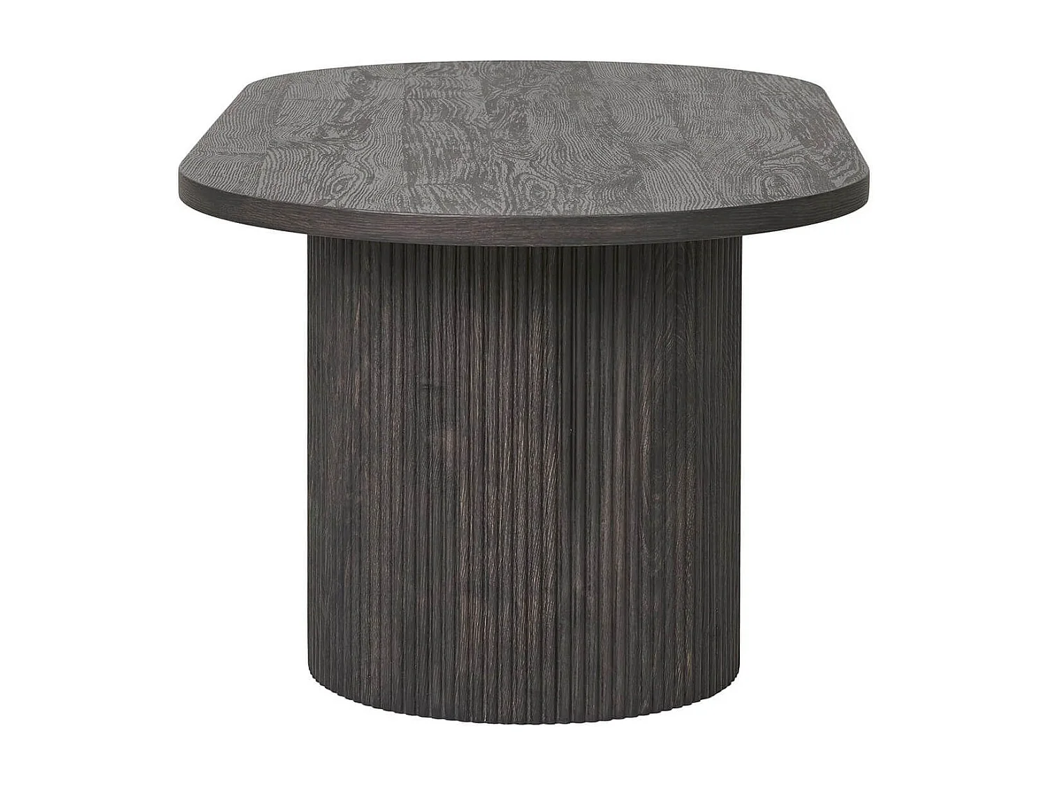 ANKARA - Table basse Ovale Pieds Relief MDF Effet bois foncé