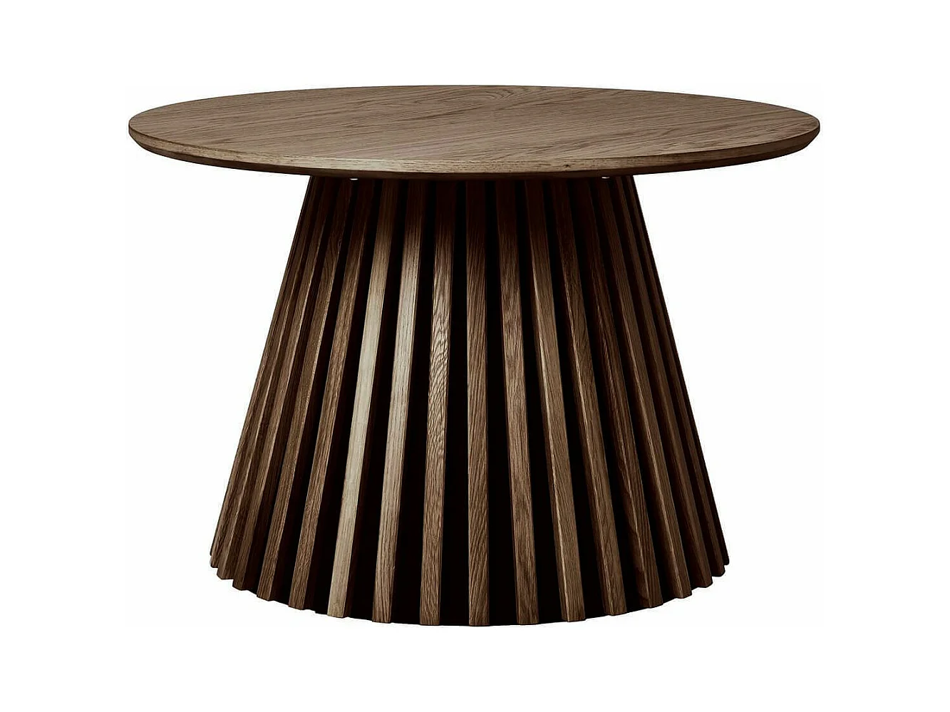 DUBLIN - Table basse Ronde Pied Central Relief MDF Placage Chêne fumé
