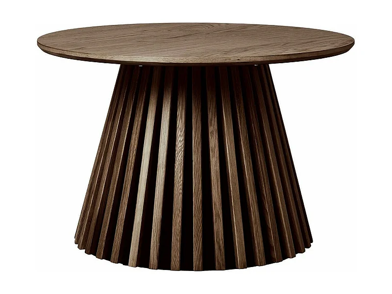 DUBLIN - Table basse Ronde Pied Central Relief MDF Placage Chêne fumé