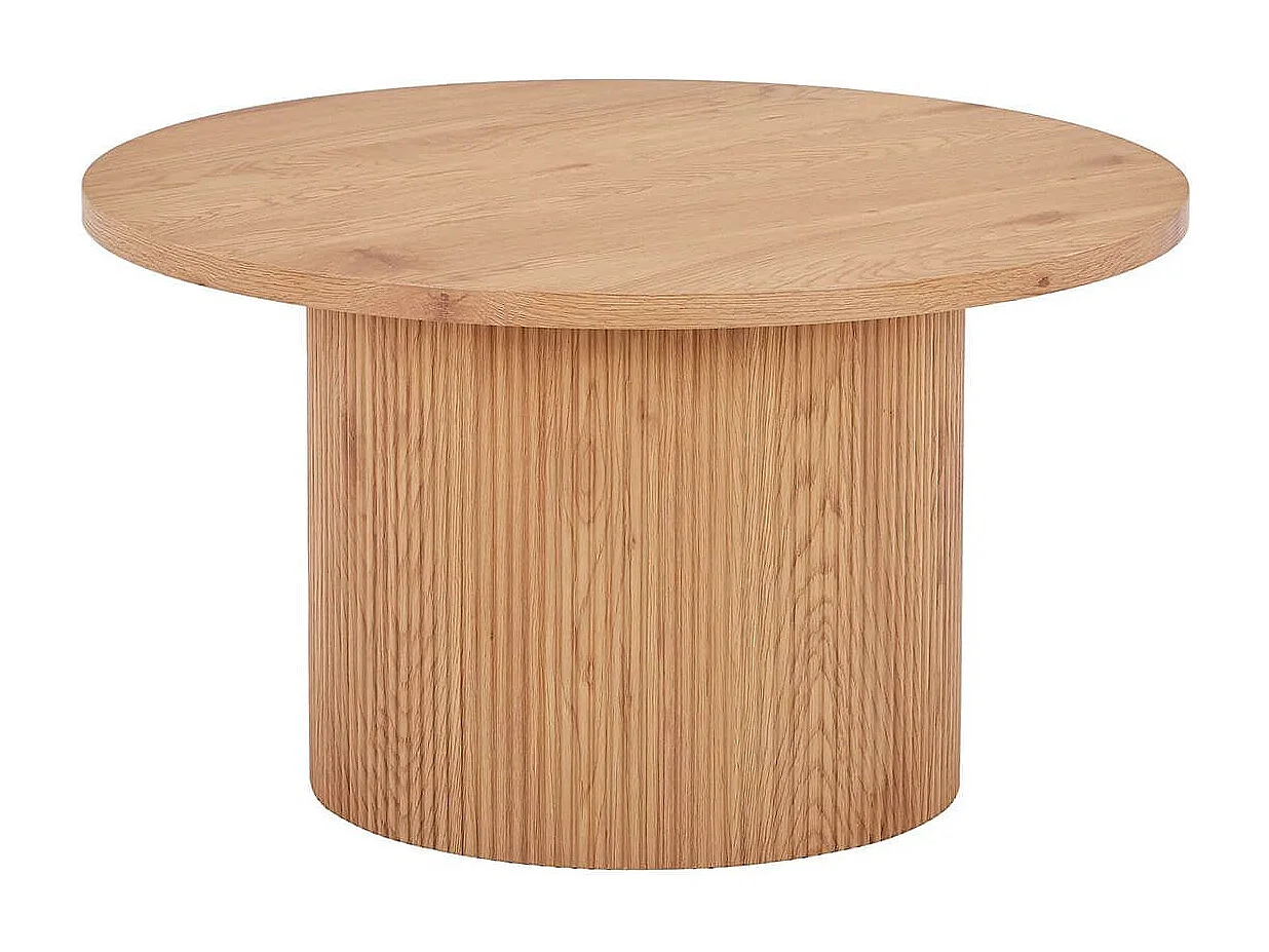 ANKARA - Table basse Ronde 80cm Pieds Relief MDF Effet bois naturel