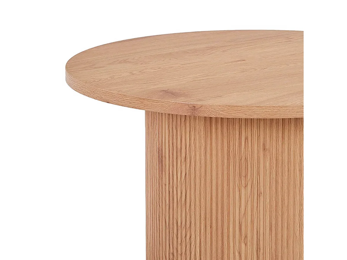 ANKARA - Table basse Ronde 80cm Pieds Relief MDF Effet bois naturel