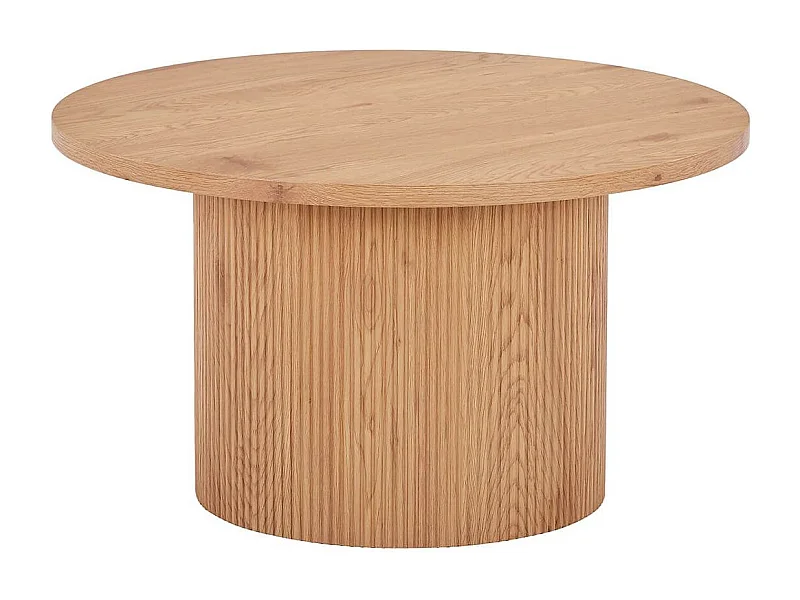 ANKARA - Table basse Ronde 80cm Pieds Relief MDF Effet bois naturel