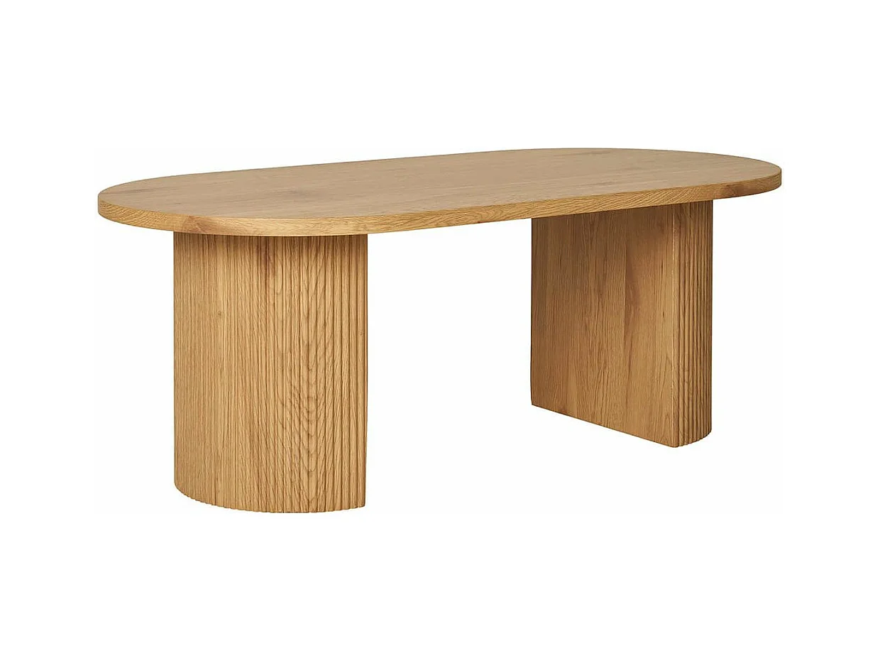 ANKARA - Table basse Ovale Pieds Relief MDF Effet bois naturel