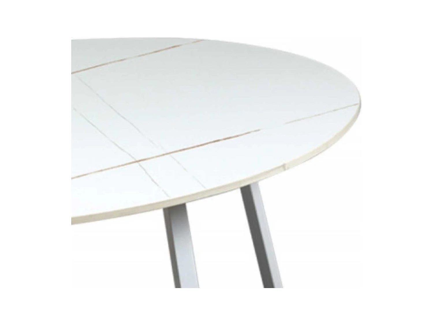 VIKASH - Table Basse Plateau en Céramique Effet Marbre Blanc Piétement Métal Blanc