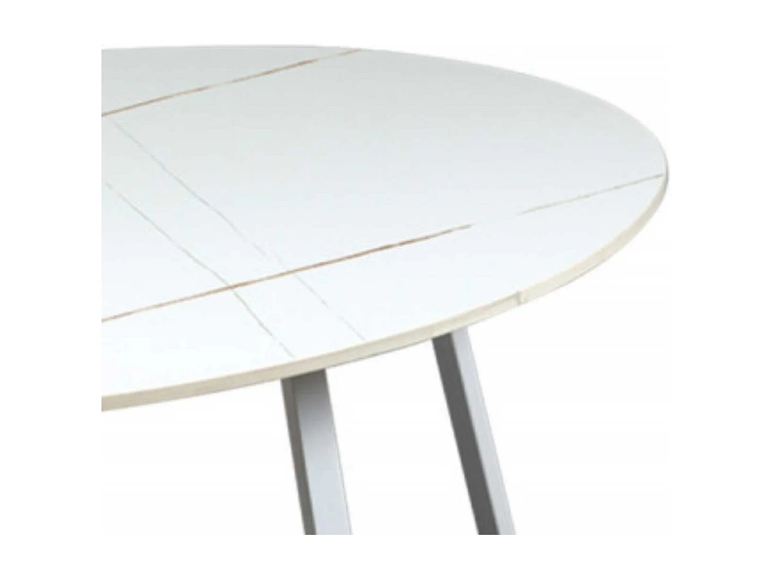 VIKASH - Table Basse Plateau en Céramique Effet Marbre Blanc Piétement Métal Blanc