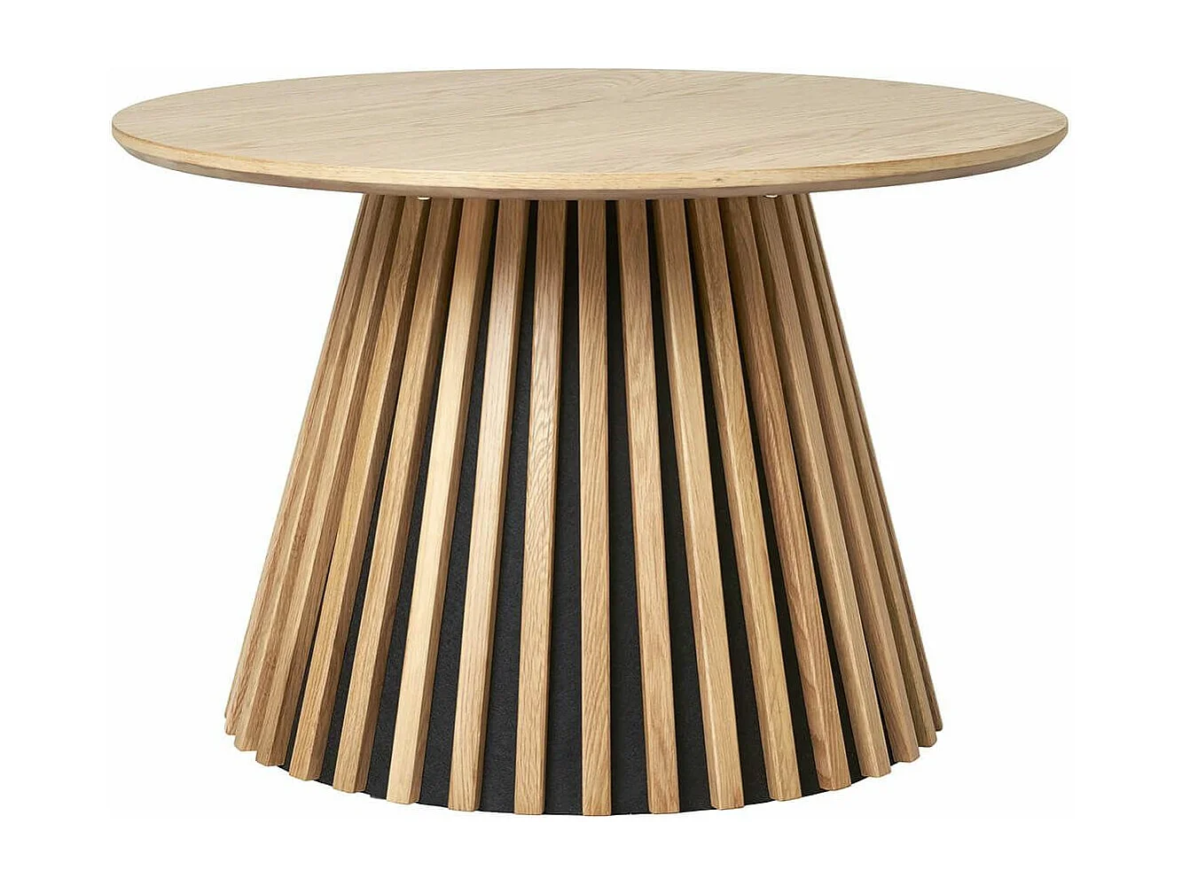 DUBLIN - Table basse Ronde Pied Central Relief MDF Placage Chêne clair