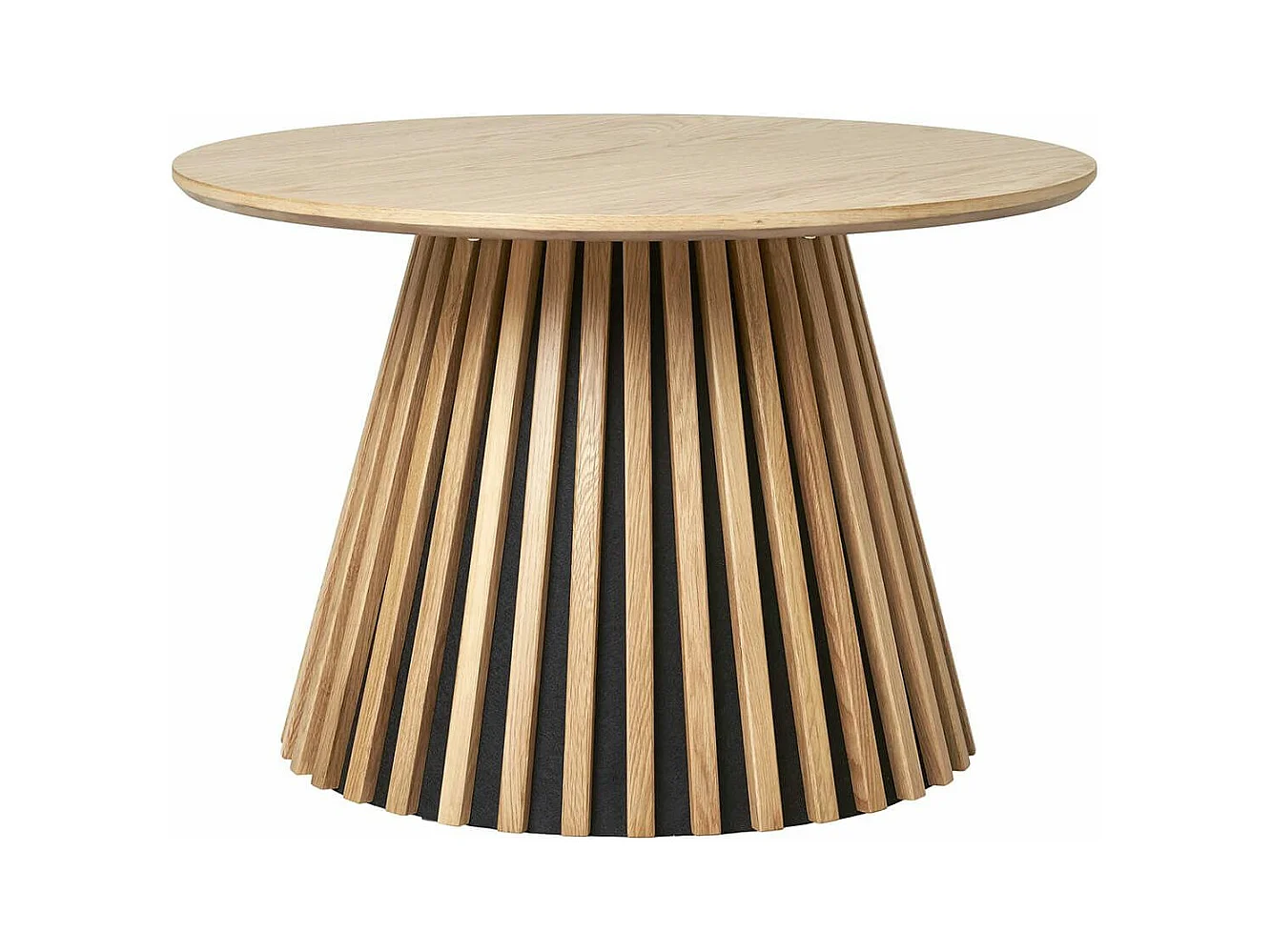 DUBLIN - Table basse Ronde Pied Central Relief MDF Placage Chêne clair