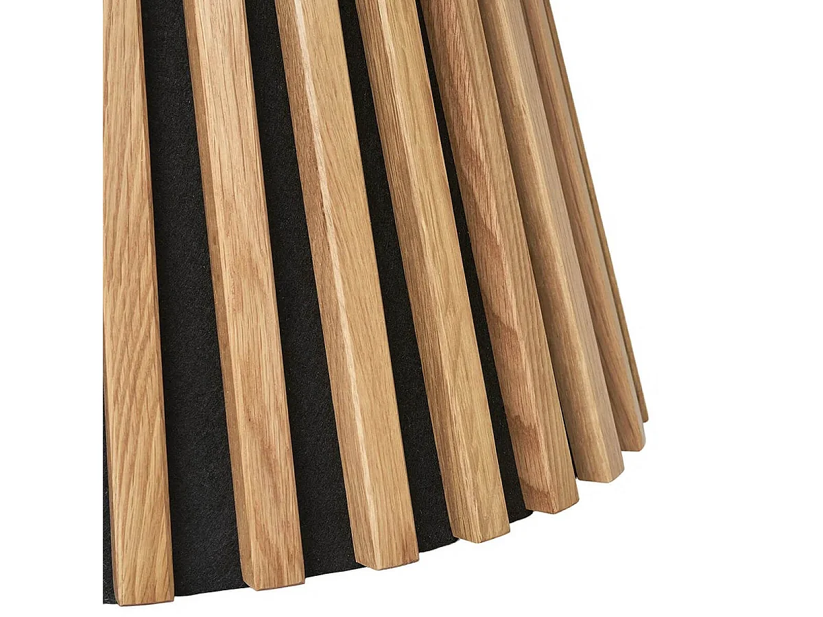 DUBLIN - Table basse Ronde Pied Central Relief MDF Placage Chêne clair