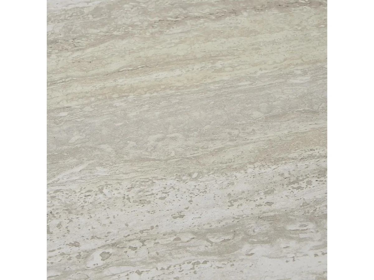 HARRIA - Table basse Ø40cm Plateau Aspect Travertin Pieds Métal Noir